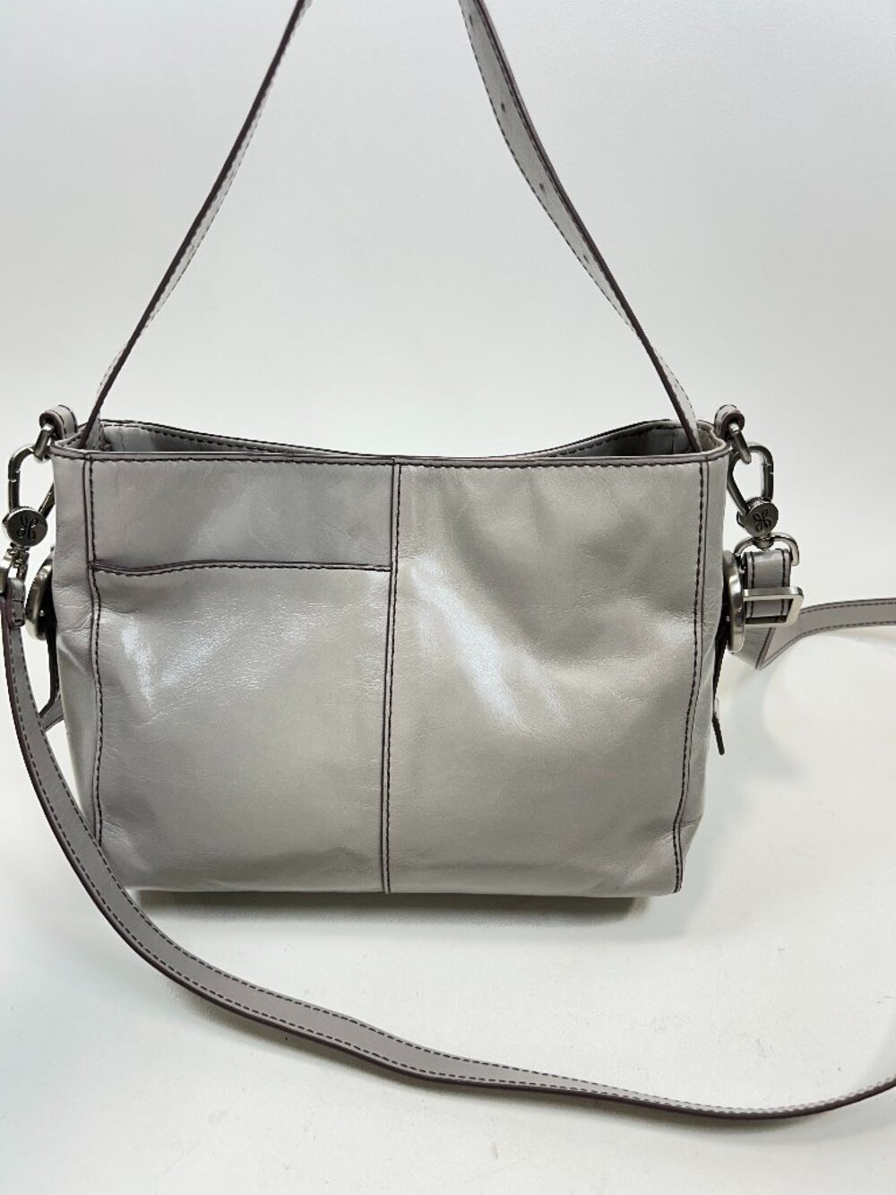 HOBO Int'l Render Small Crossbody Bag In Polished Leather Light Gray $248
